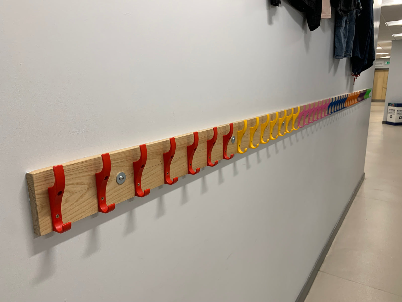 Toughook rack along a school hallway