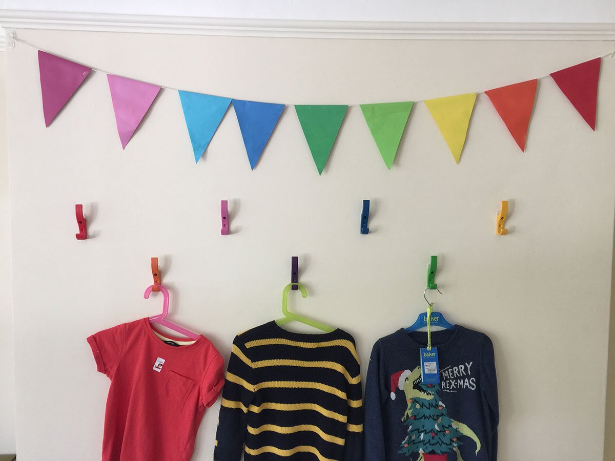 Colourful Toughooks on a gym wall