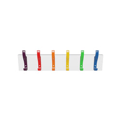 A 3D model of a 6 hook perfect-fit coat rail with rainbow hooks, Purple, Red, Orange, Yellow, Green and Blue Thumbnail